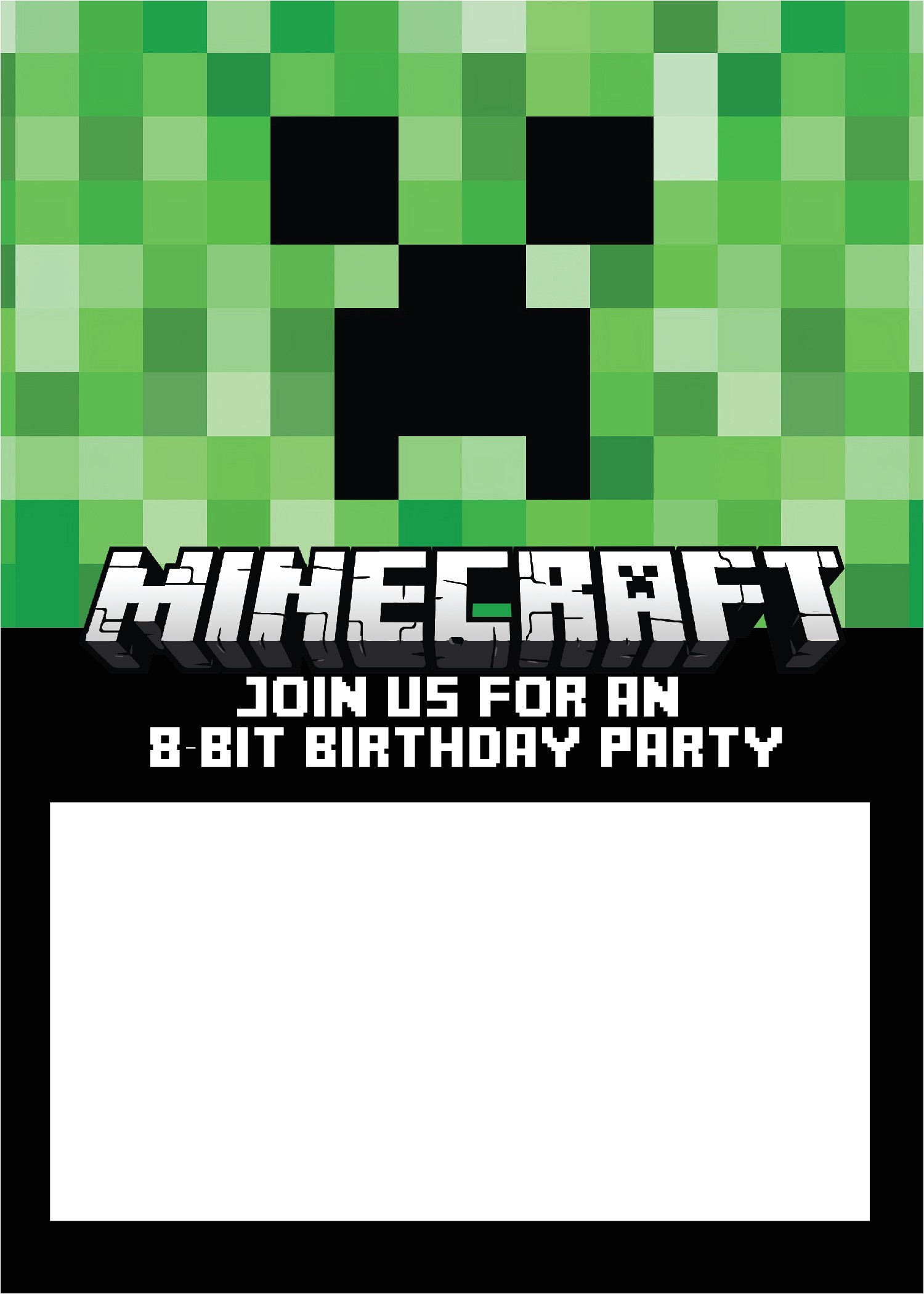 free minecraft birthday invitation