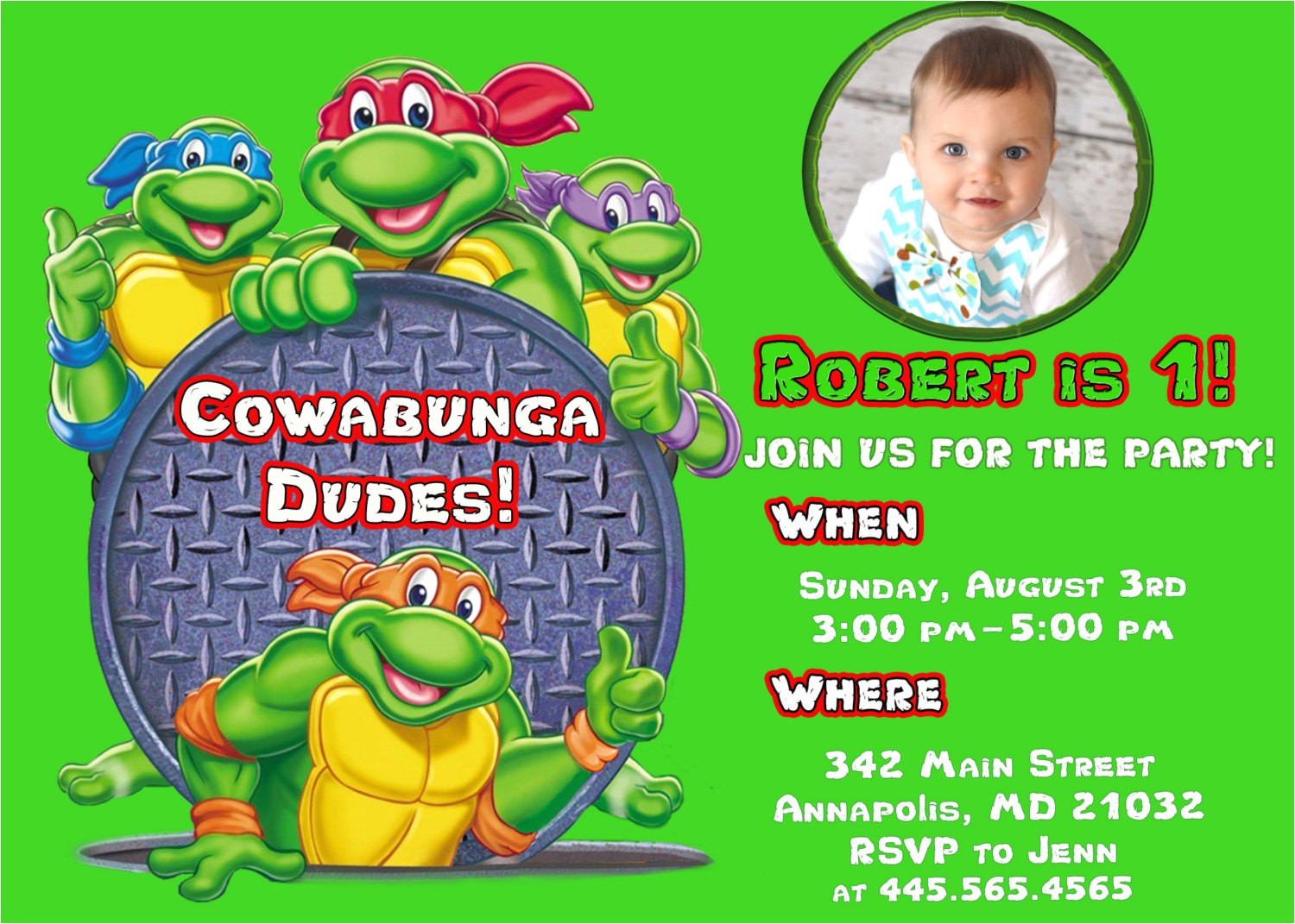 ninja turtle birthday party invitations