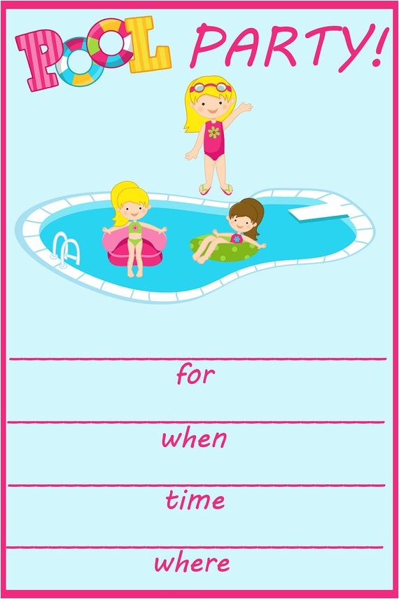pool party fill in birthday invitation