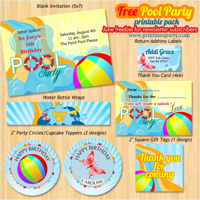 printable pool party invitations template