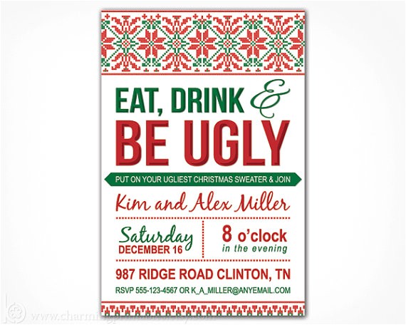 free printable ugly christmas sweater party invitations