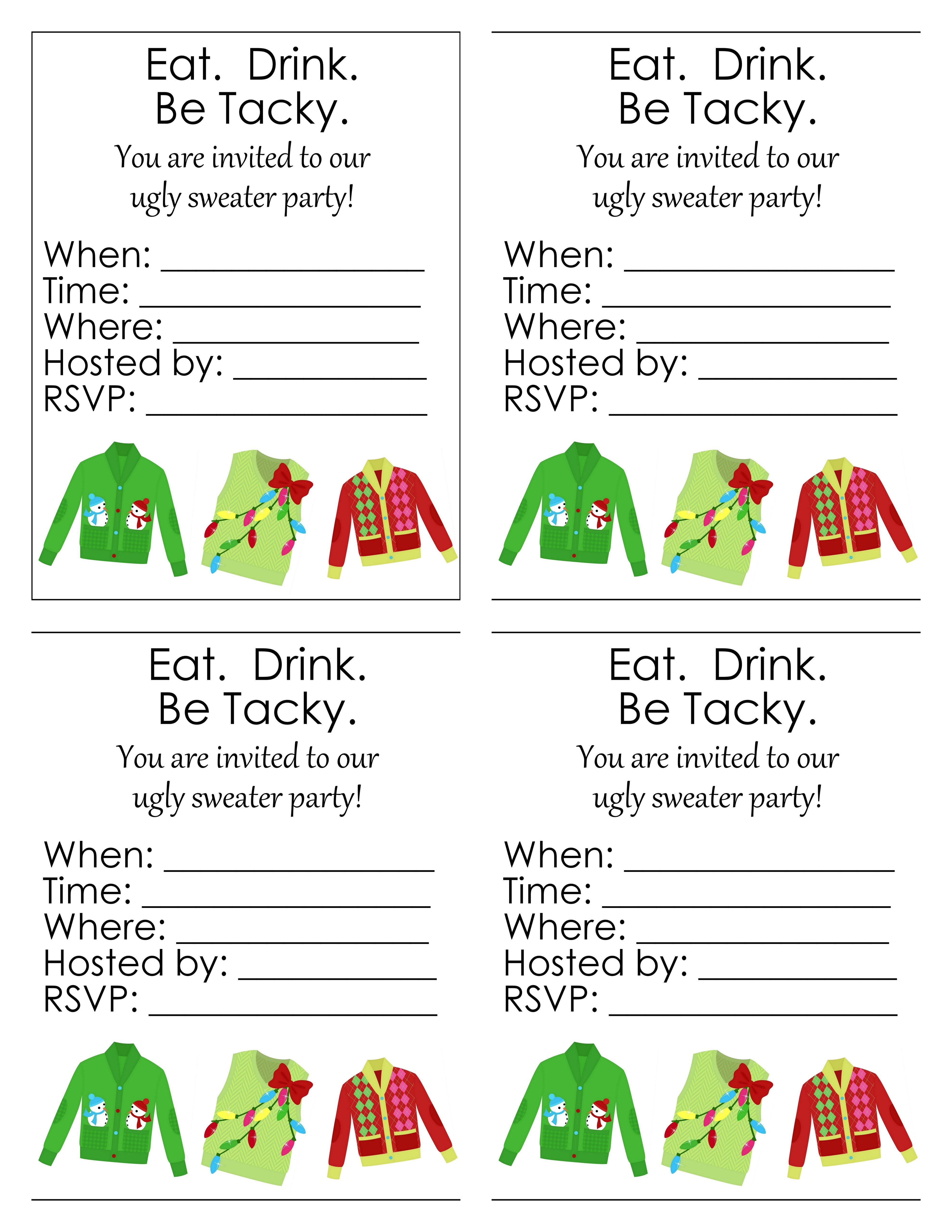 ugly sweater party free printables
