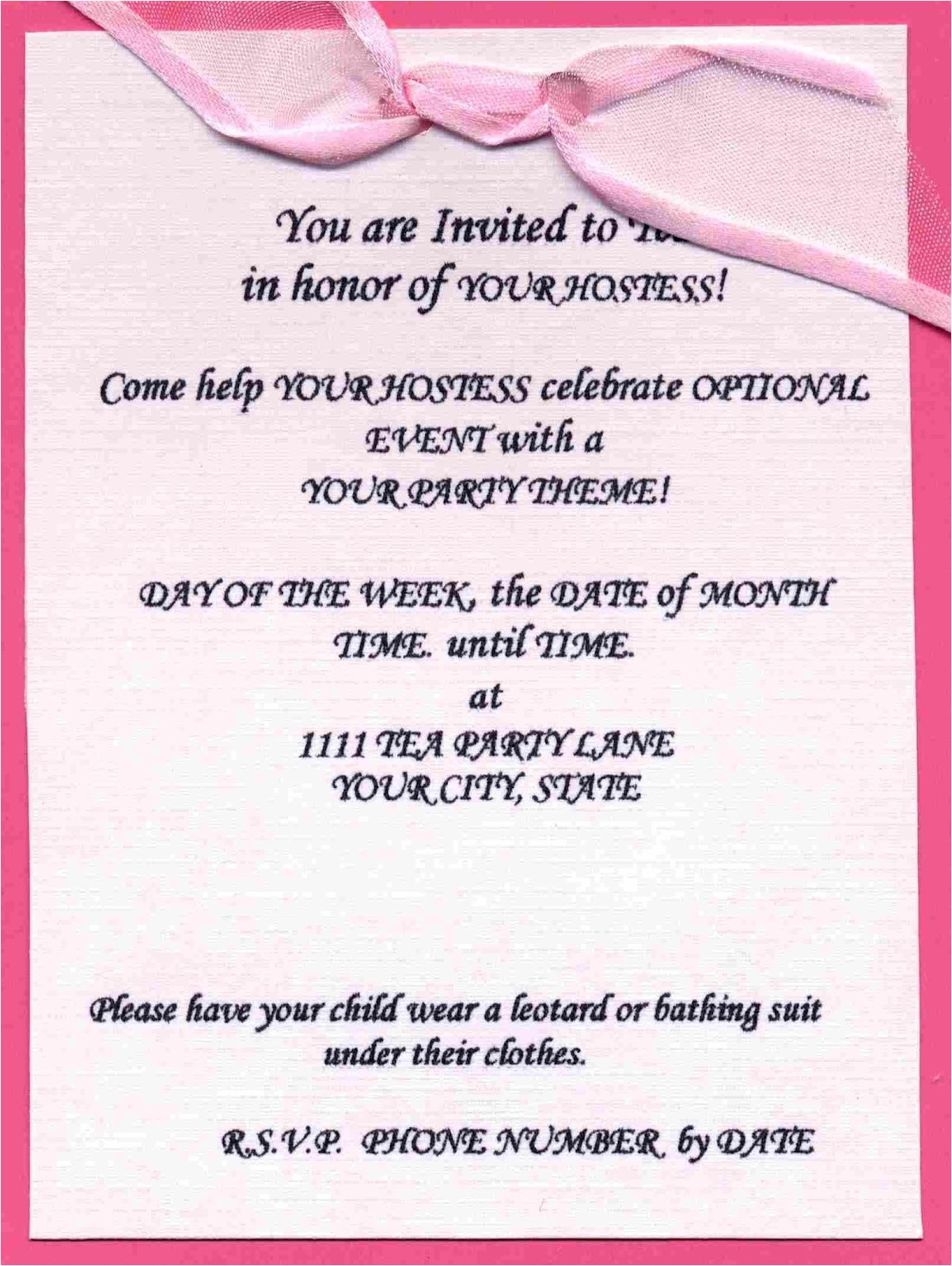 kids birthday party invitation letter sample