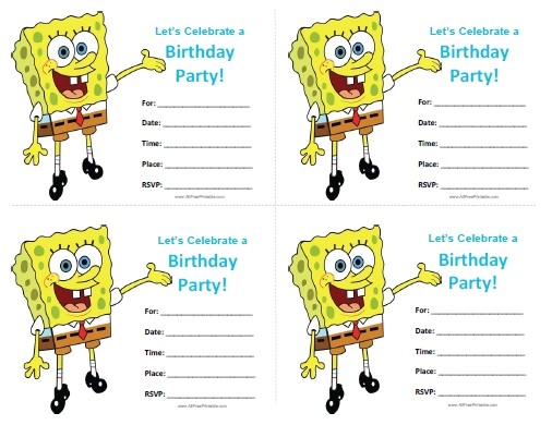 spongebob birthday invitations