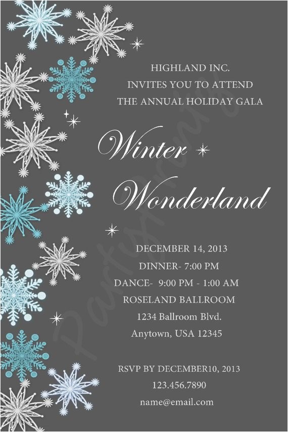 printable winter wonderland christmas party personalized