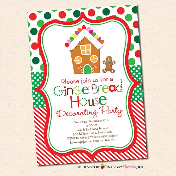 Gingerbread House Christmas Party Invitations 20 Gingerbread House Decorating Party Invitations