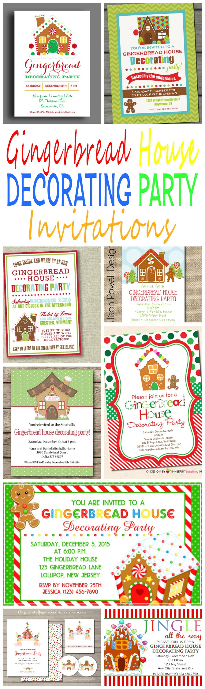 gingerbread house decorating party invitations