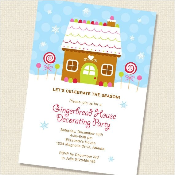 Gingerbread House Decorating Party Invitation Wording Gingerbread House Decorating Party Invitation Diy by