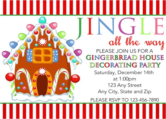 gingerbread house decorating party invitations