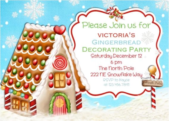 gingerbread house party invitations