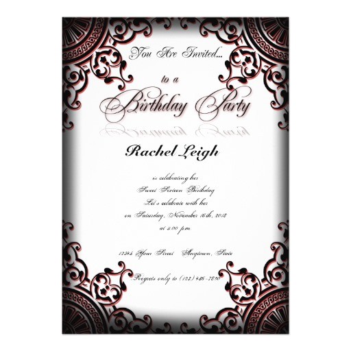 black and red gothic scroll birthday invitation 161684886705813773