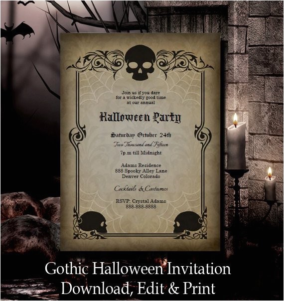 halloween invitation halloween party invitation gothic
