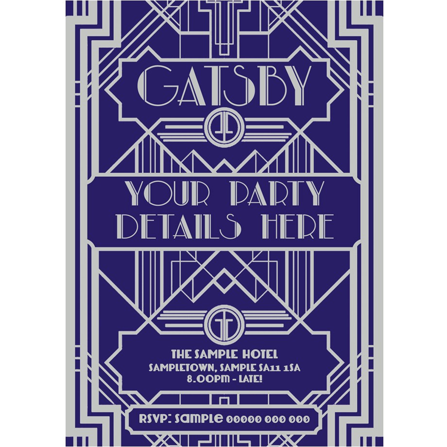 personalised great gatsby style party invites