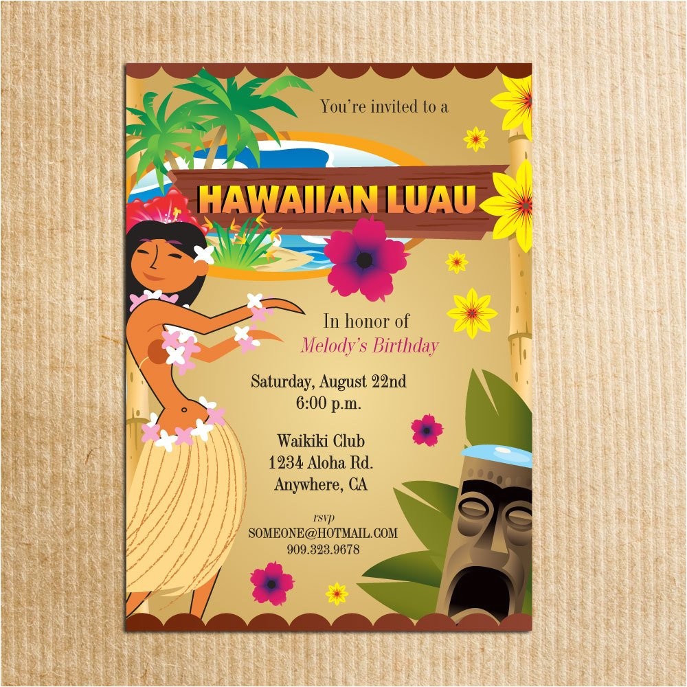 hawaiian luau party invitation