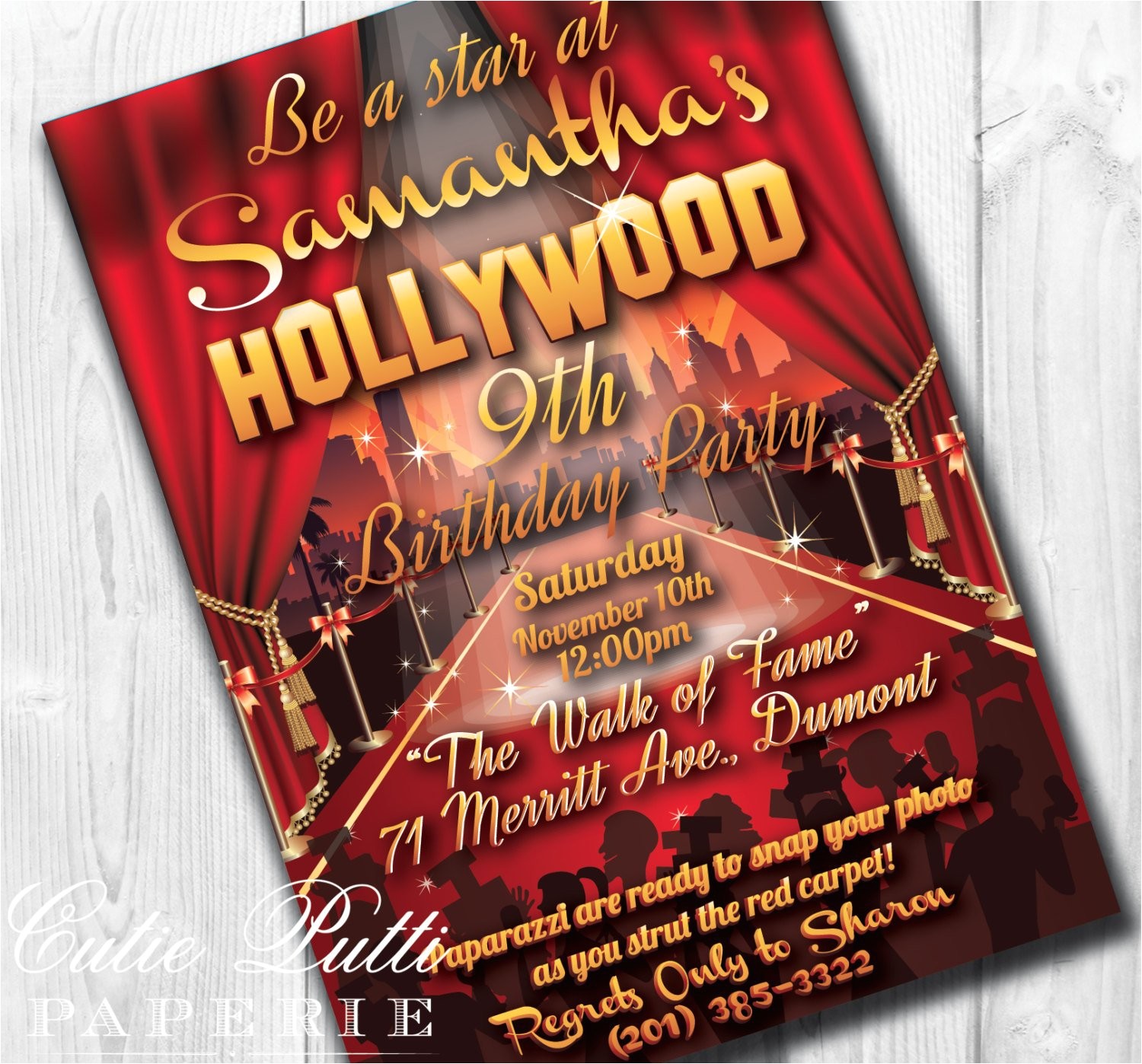 hollywood party invitations printable