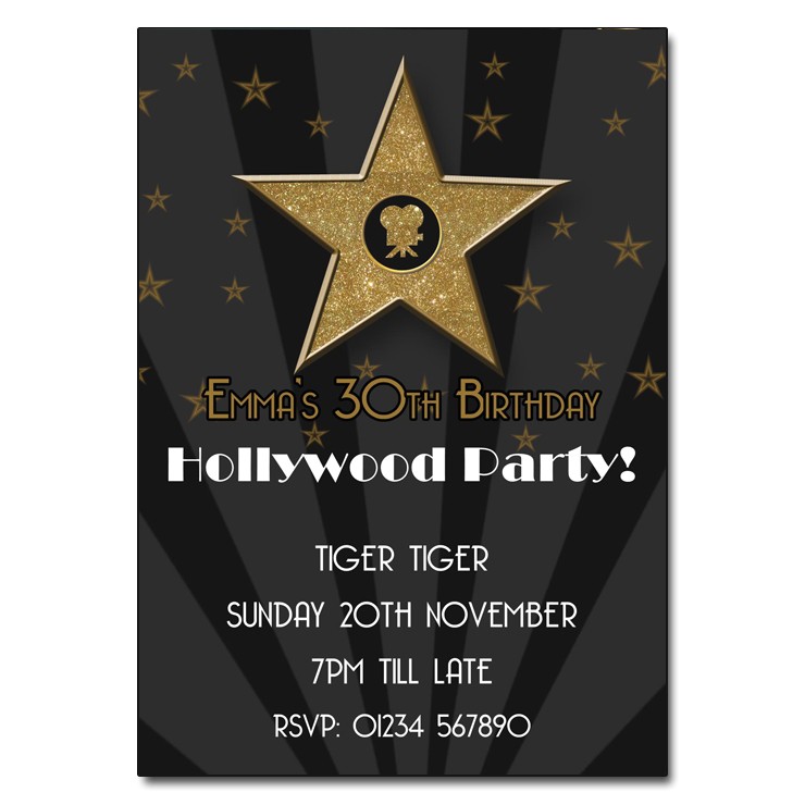 hollywood party invitations