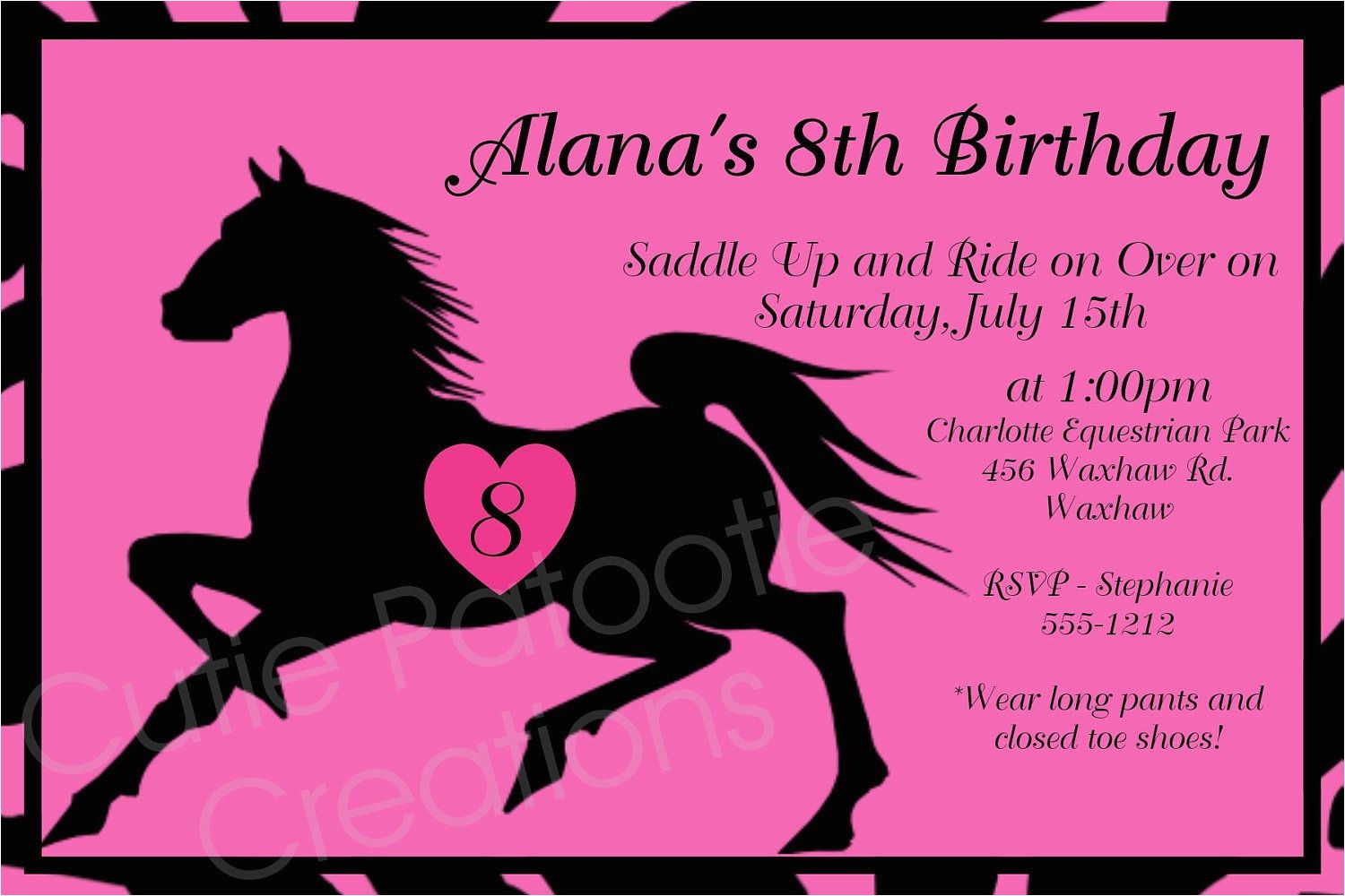 free printable horse birthday invitations