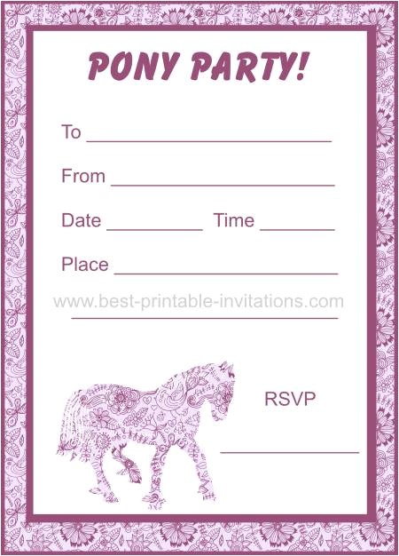 pony party invitations