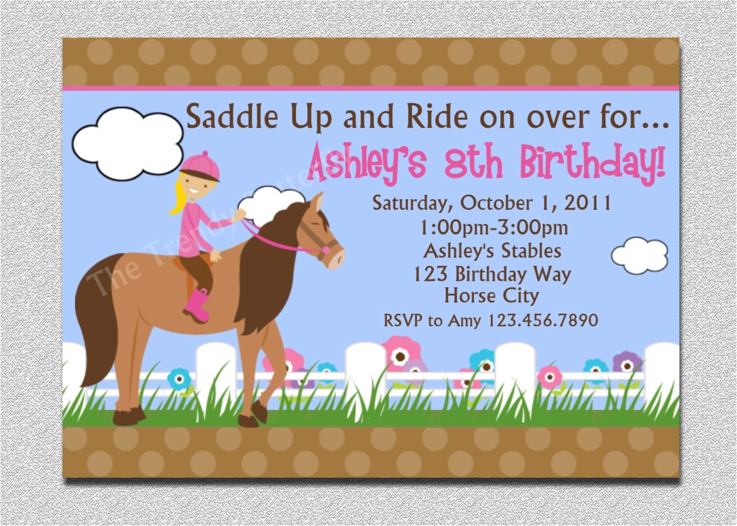 horseback riding birthday invitation
