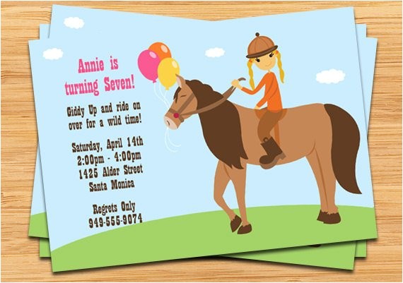 horseback riding birthday party invitation 2