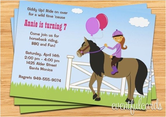 horseback riding birthday party invitation 3