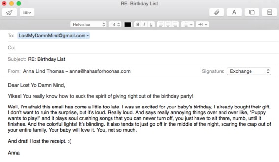 birthday invitation email