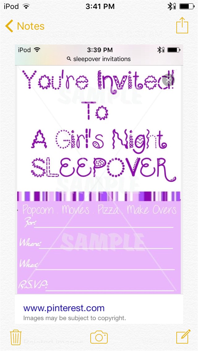 make invitations for a sleepover