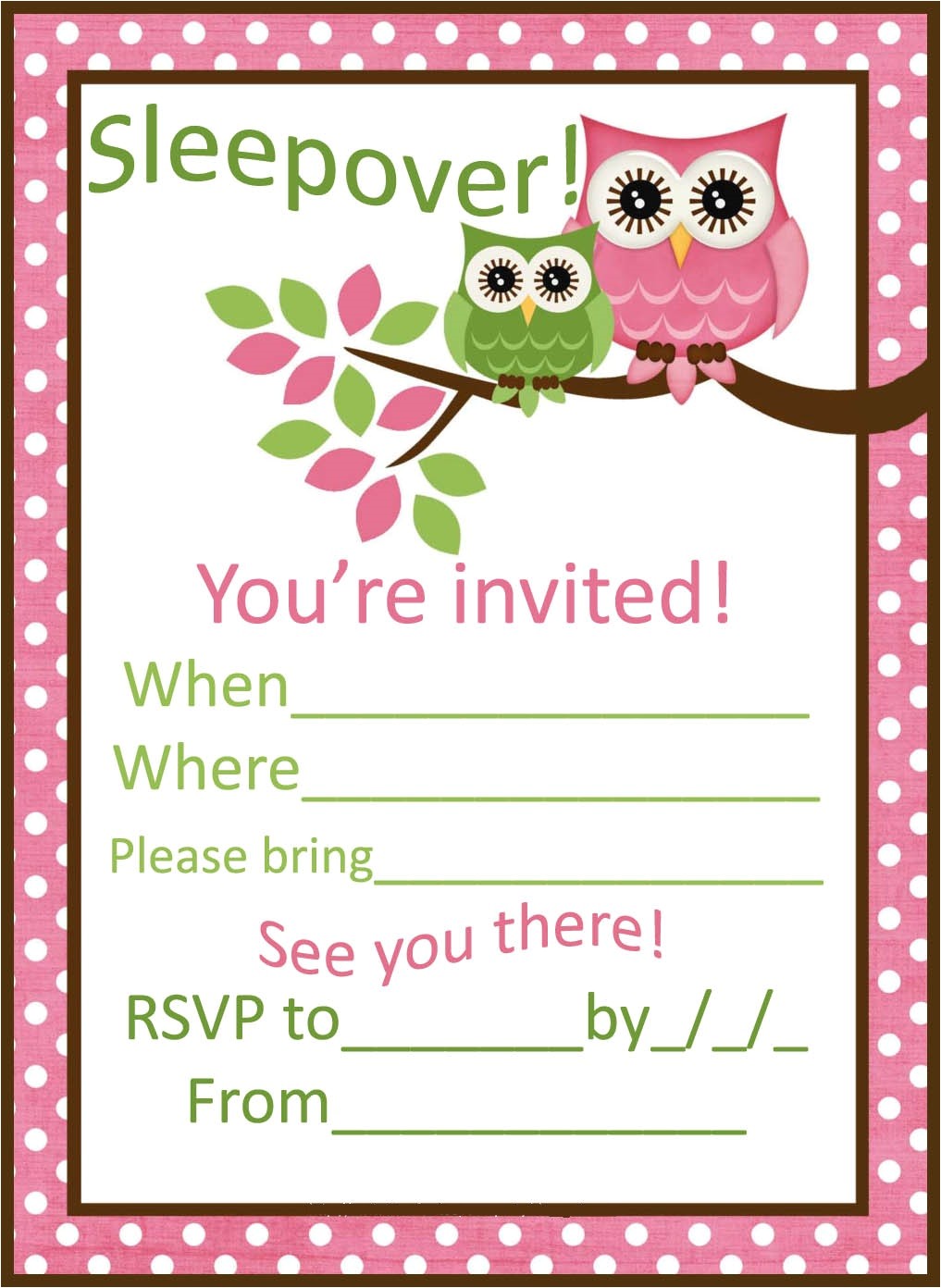 sleepover party invitations