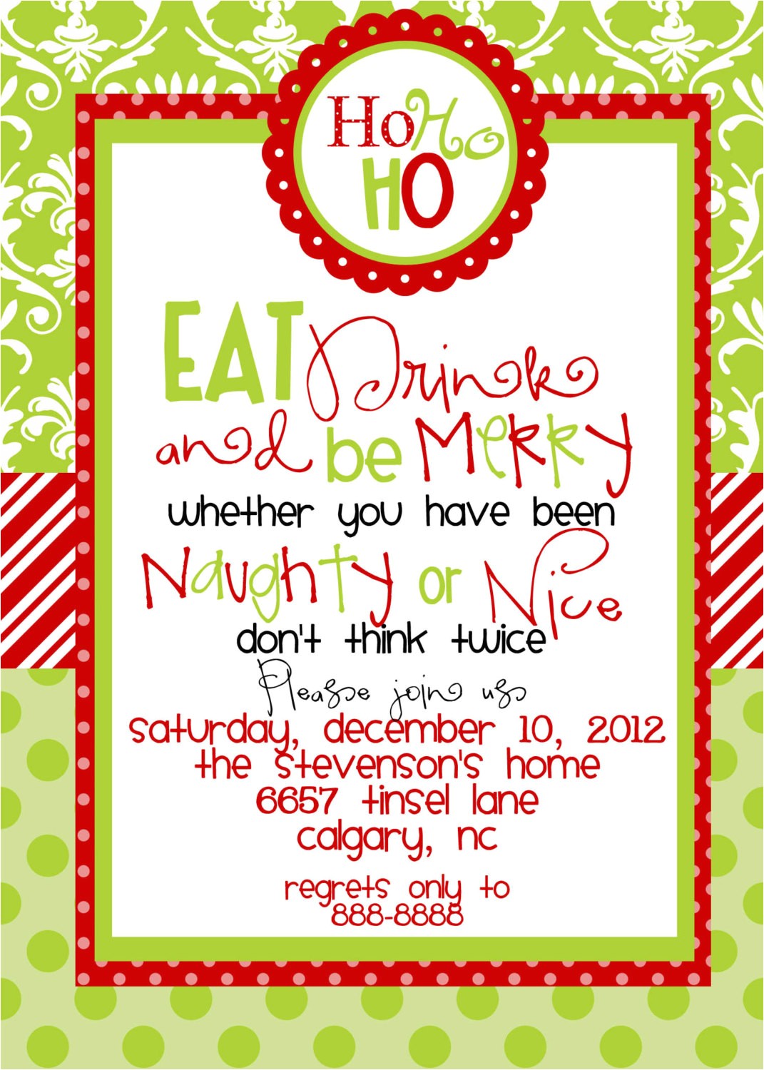 christmas party invite wording template