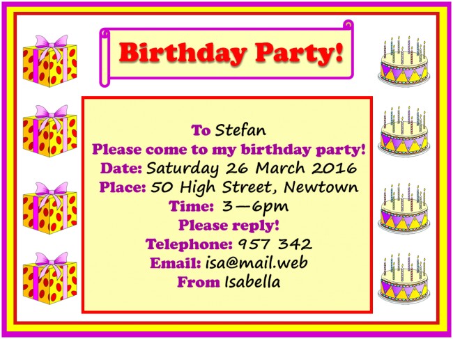 birthday party invitation