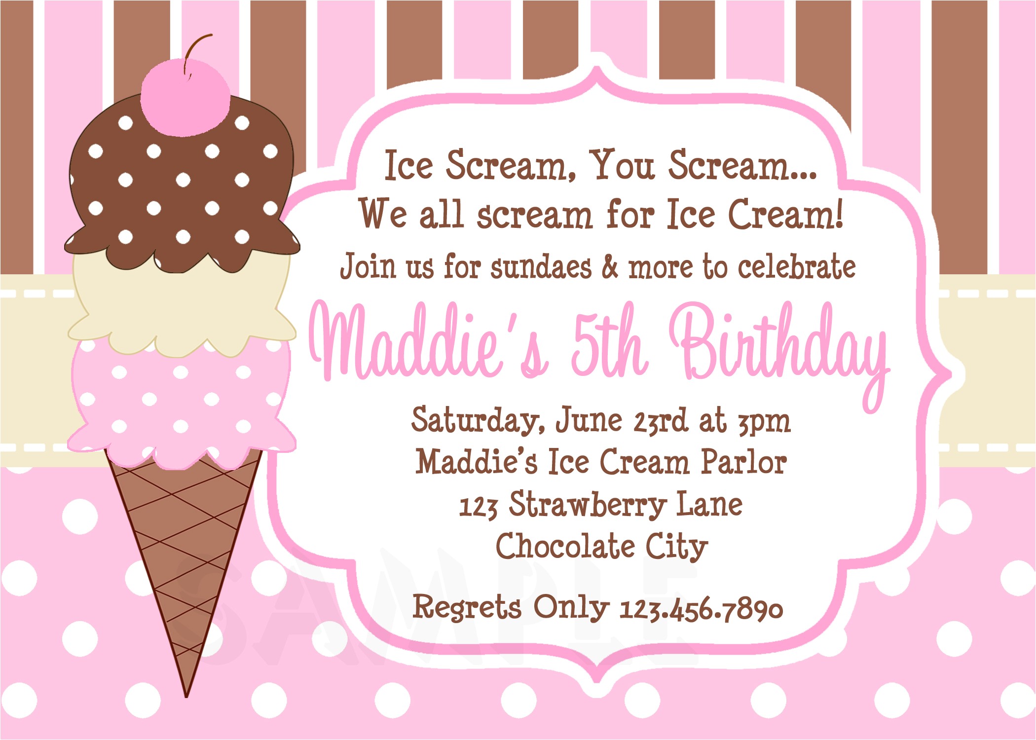 ice cream birthday party invitations