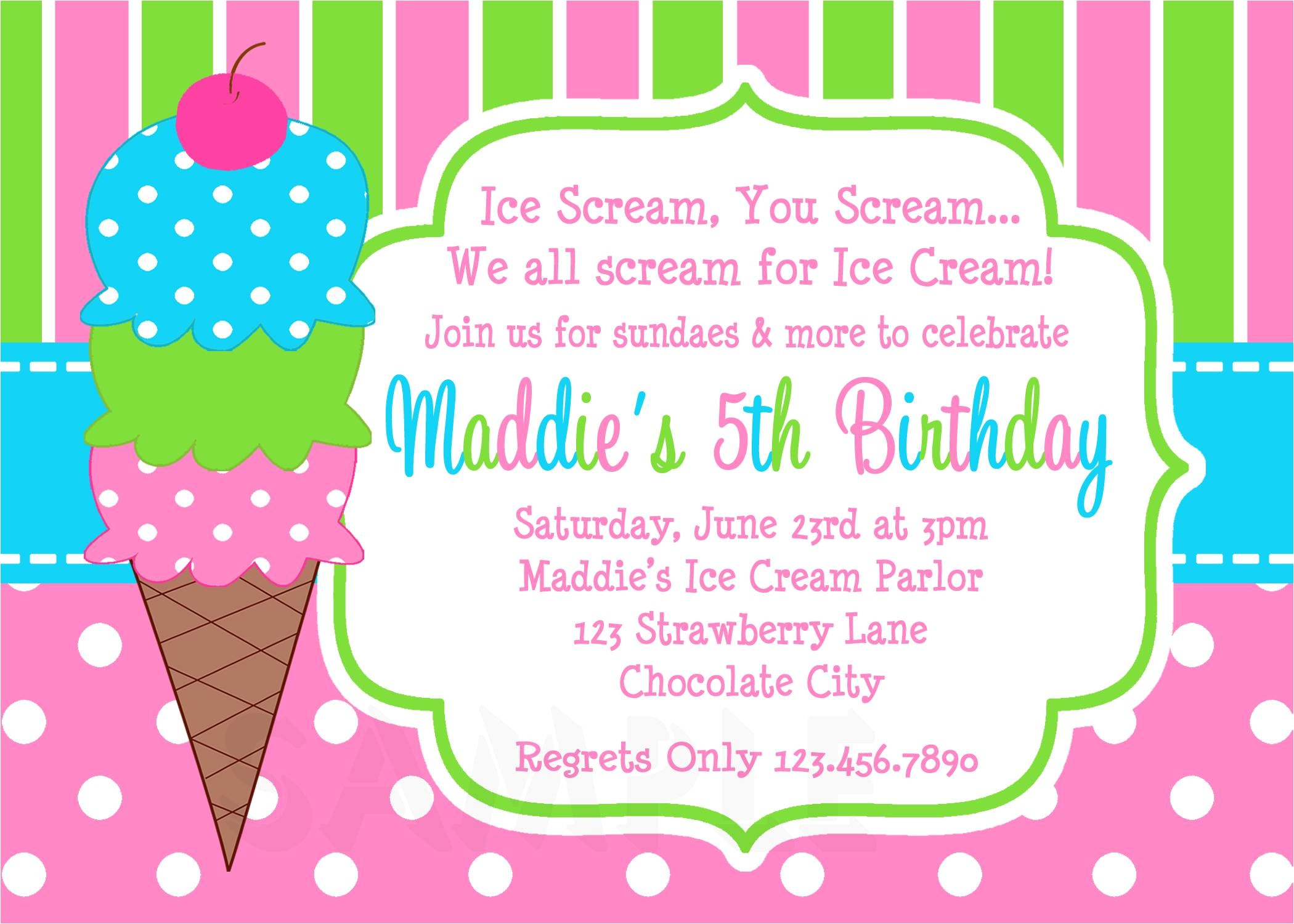 ice cream party invitations