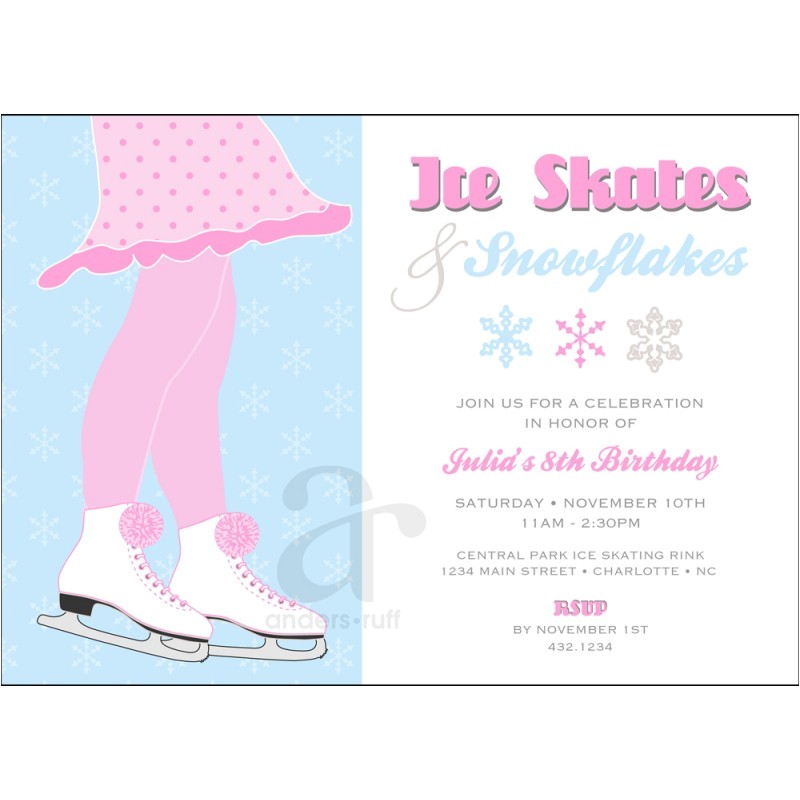ice skating birthday party printable invitation