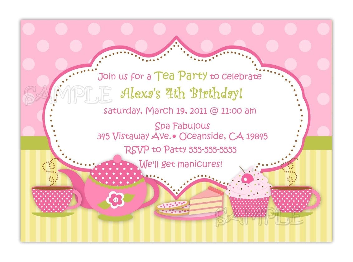 tea party birthday invitation you print