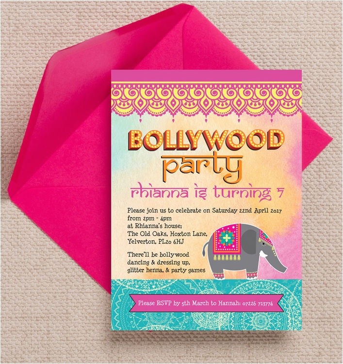 bollywood childrens party invitation