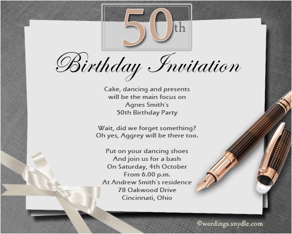 50th birthday invitation wording