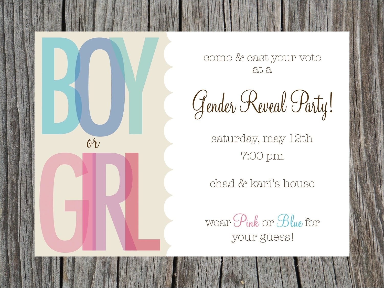 gender reveal party invitation printable