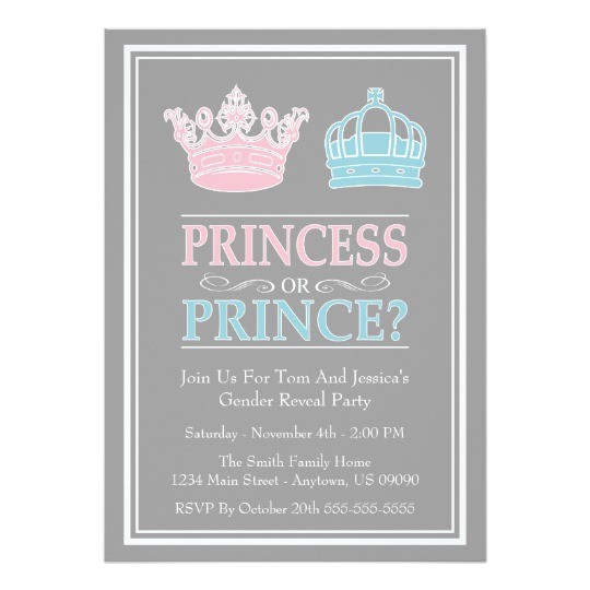 princess or prince gender reveal party invitations 161671238042187473