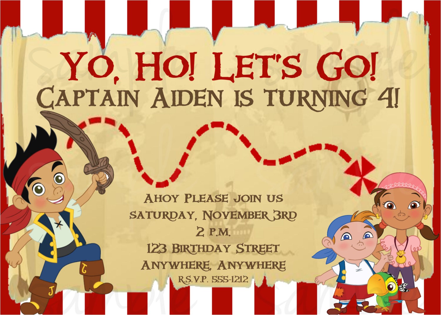 jake and the neverland pirates birthday invitations 2