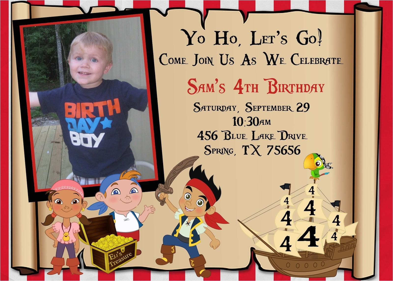 jake and the neverland pirates birthday invitations