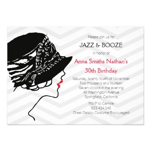 jazz booze great gatsby birthday invitation 256230707049577594