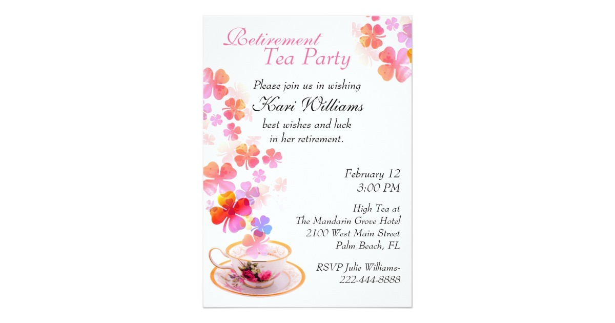 stylish ladies retirement tea party invitation 161951742231968661