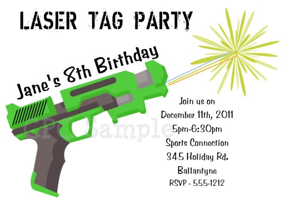 free printable laser tag birthday party invitations