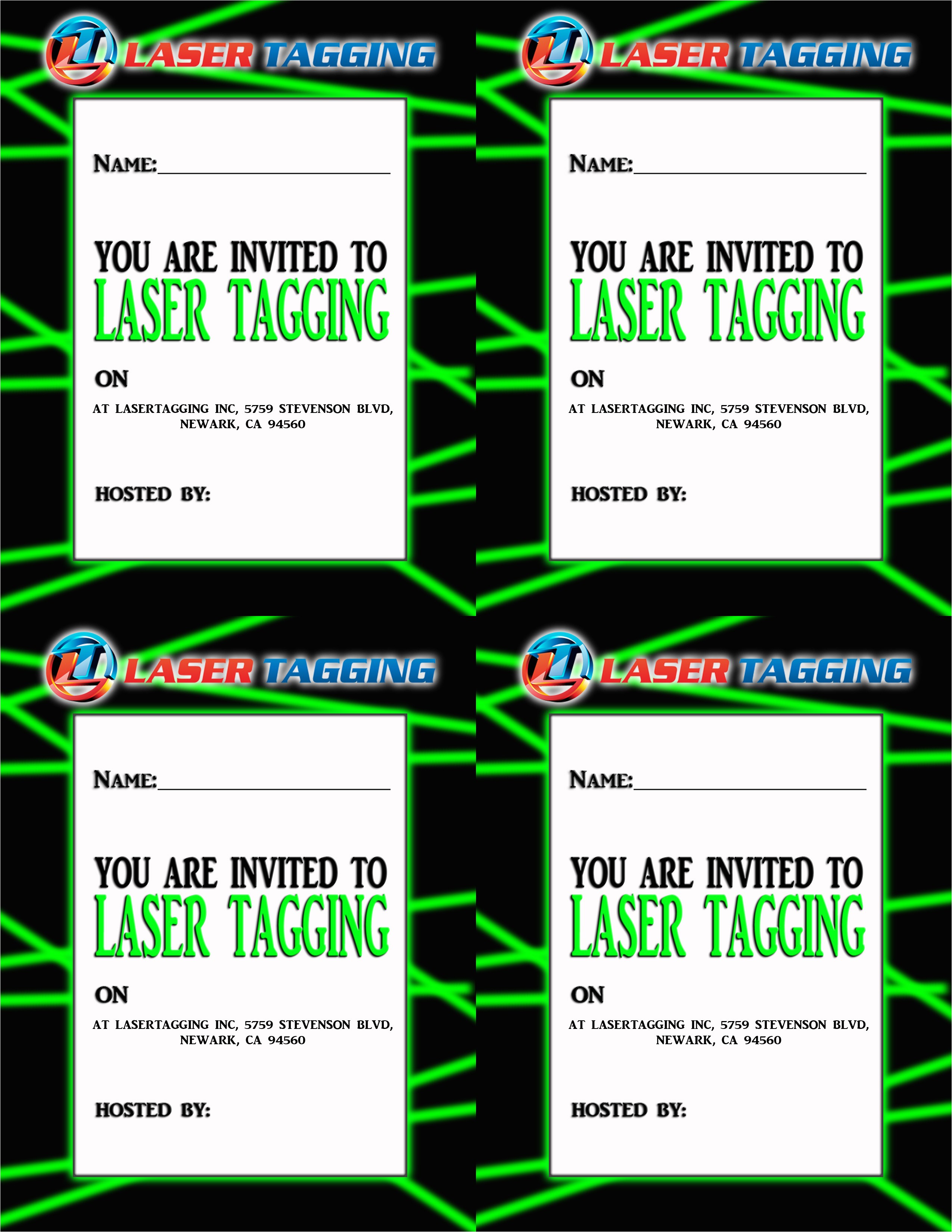 free laser tag birthday invitation