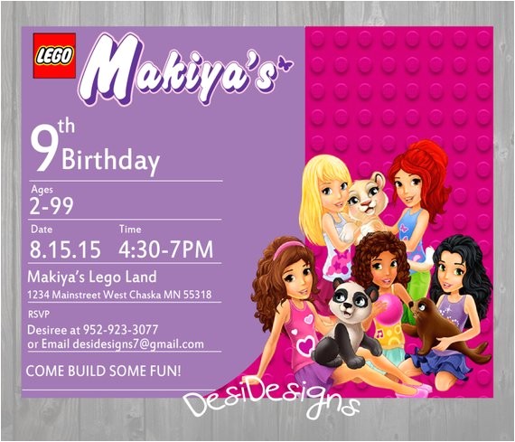 lego friends birthday invitation