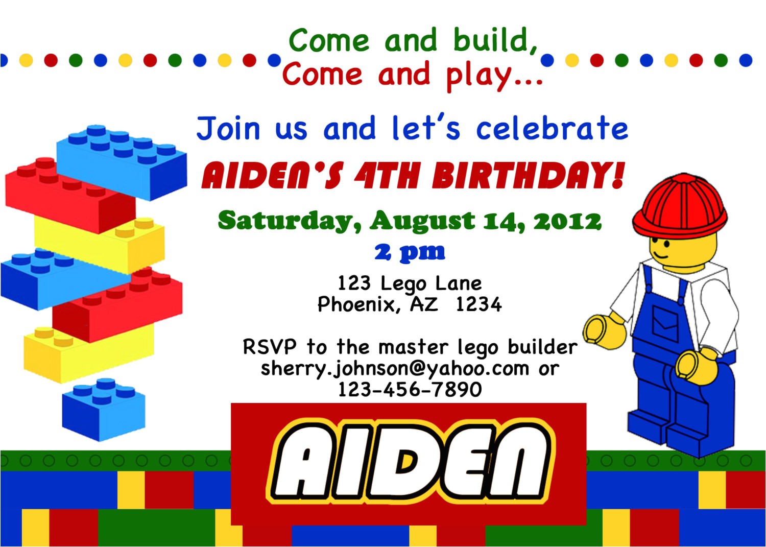 lego themed birthday party invitations