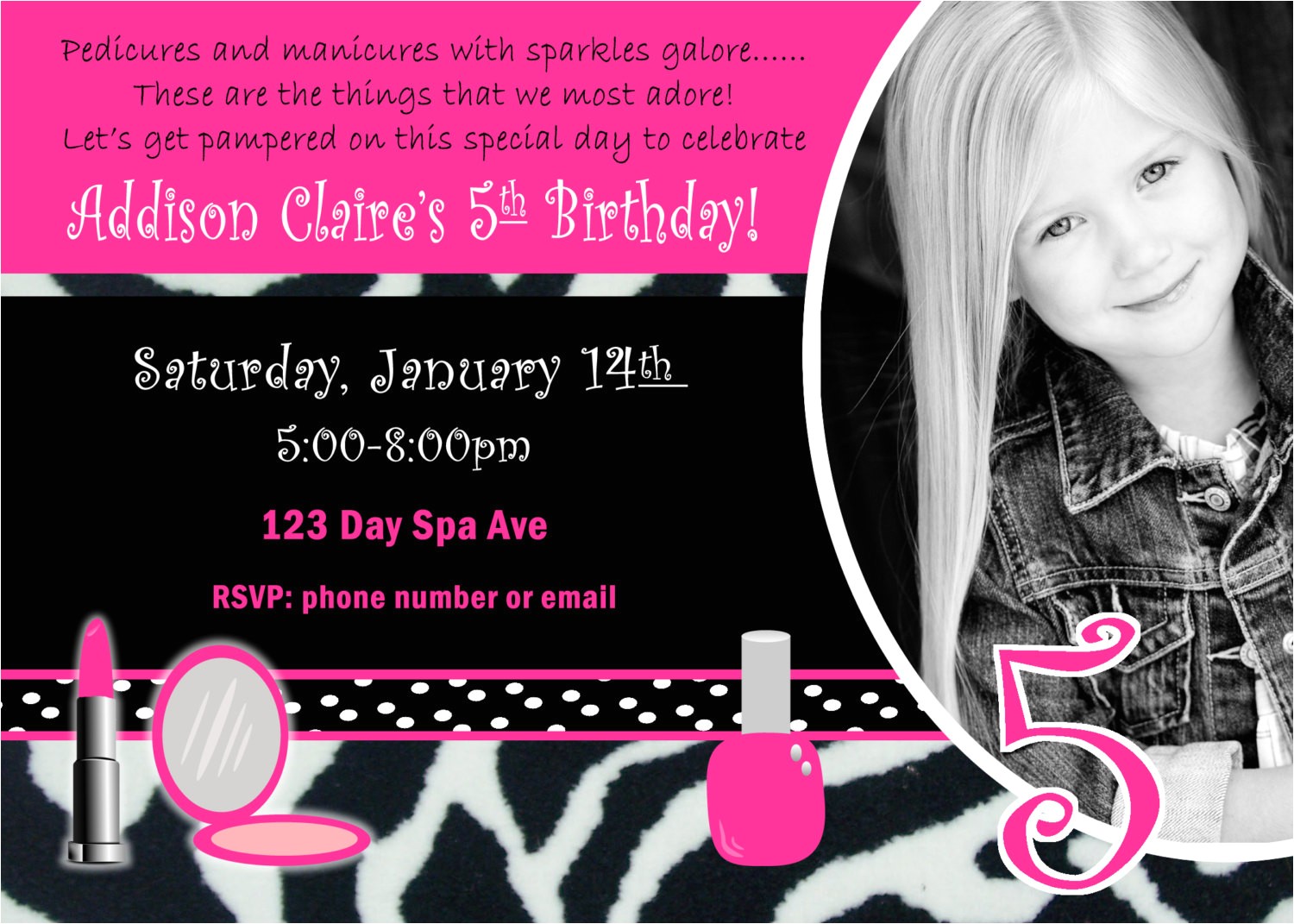 girls spa birthday party invitations