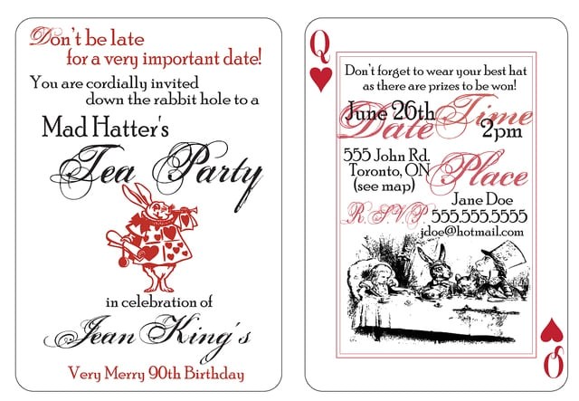 mad hatter party invitation