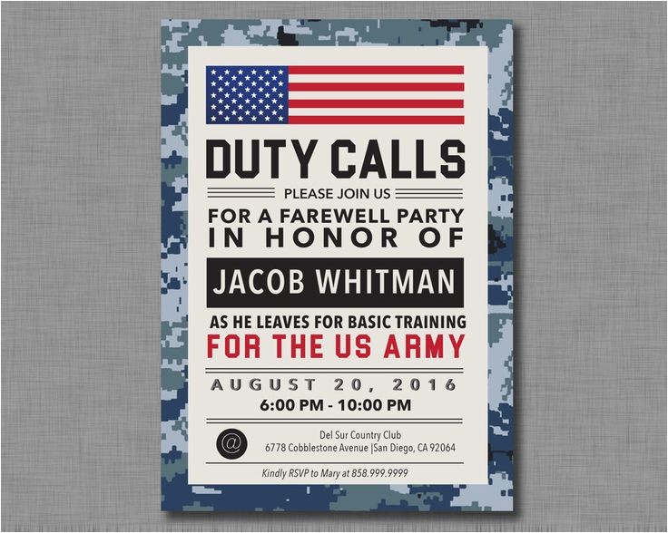 army going away invitations