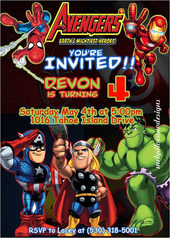 marvel avengers birthday invitations